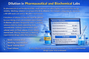 Stock solution bottles in a lab shelf
