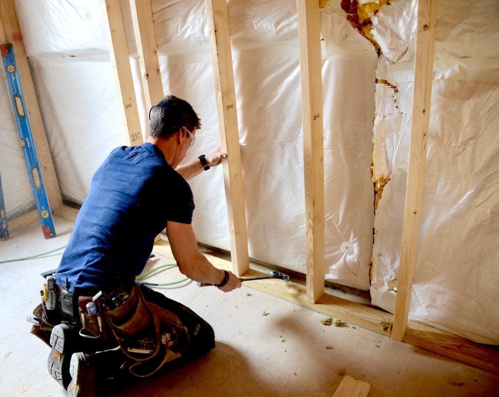 2016 MyFixitUpLife Basement Framing Hammer Mark How to build a wall Wood framing and basement remodeling MyFixitUpLife MyFixitUpLife 2016 MyFixitUpLife Basement Framing Hammer Mark Build a wall