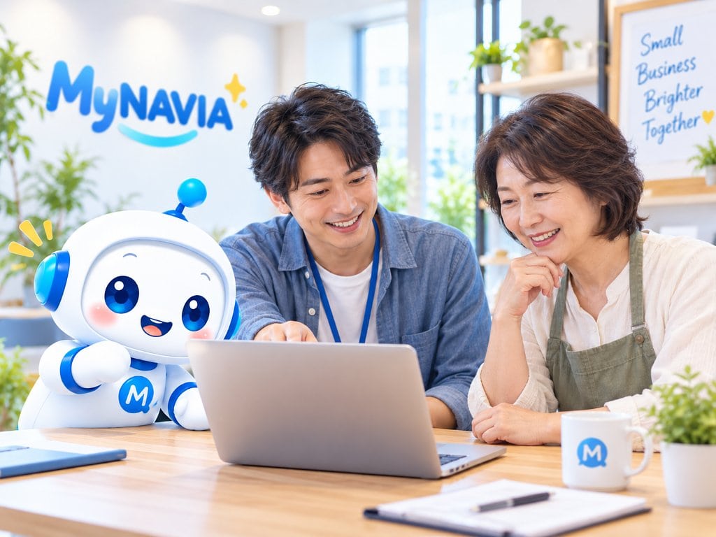My NAVIAの技術スタッフとAIチャットボットが導入をサポートするイメージ