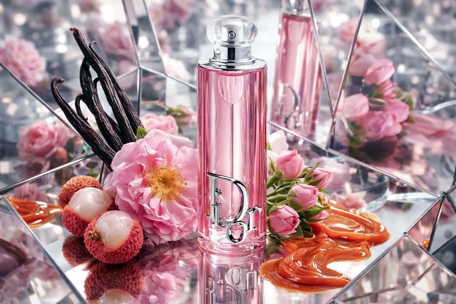 Dior Addict Rosy Glow Eau de Parfum launched in 2025 – floral fruity gourmand fragrance with Damascena rose and lychee facets