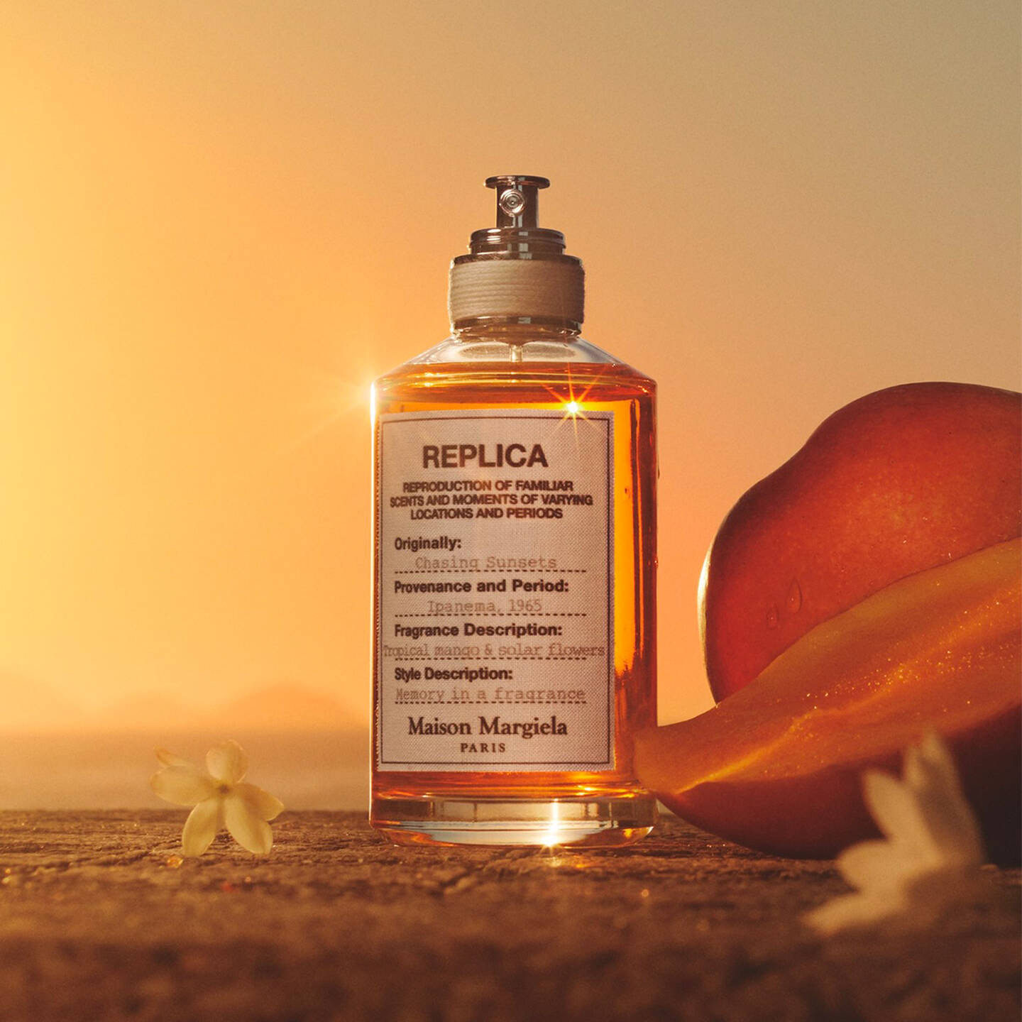 Maison Margiela Replica Chasing Sunsets Eau de Toilette woody fruity fragrance inspired by Ipanema Beach sunset