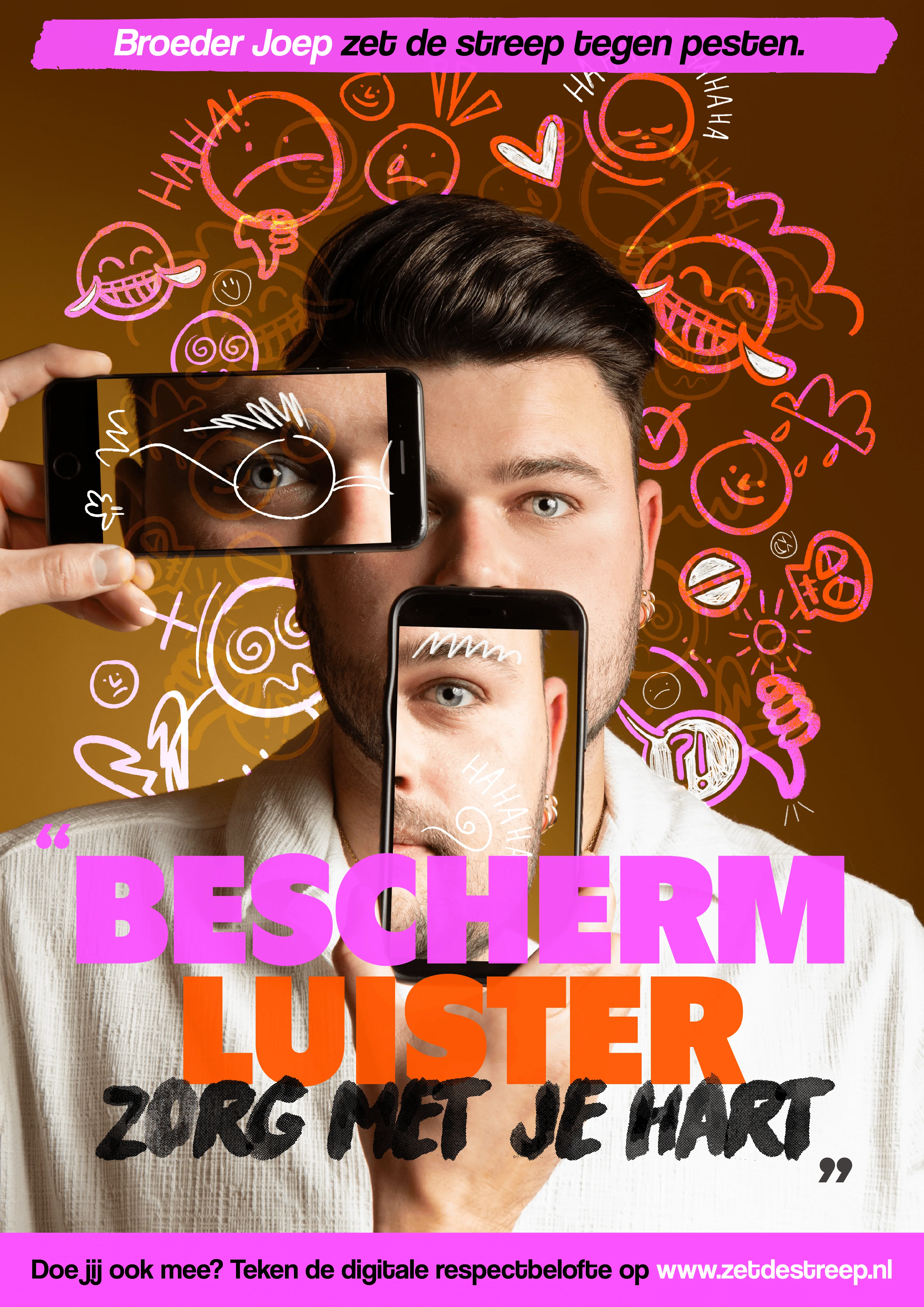 Zet de streep tegen pesten (foto Daisy Roefs, visual design Ilse van Kraaij)