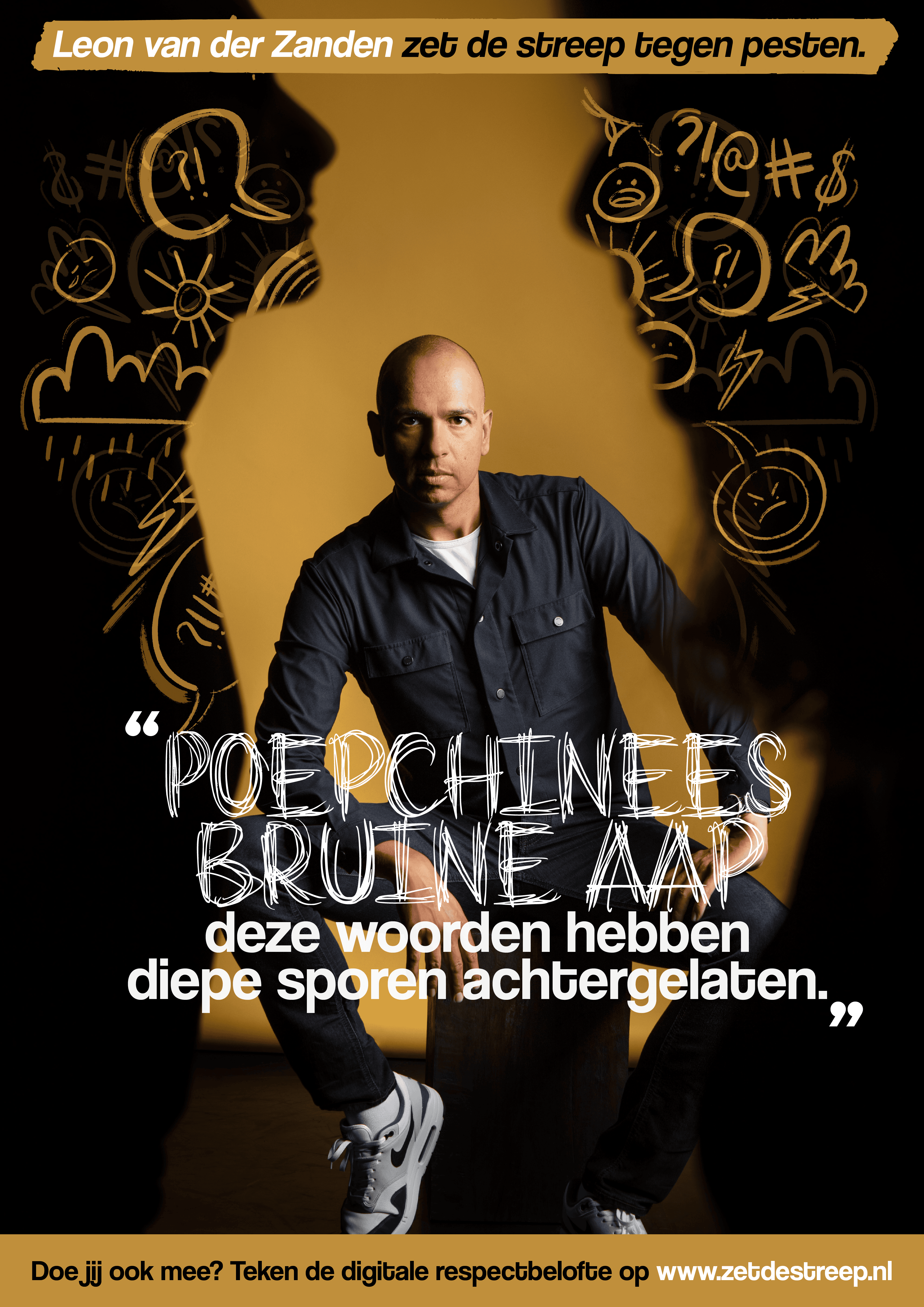 Zet de streep tegen pesten (foto Daisy Roefs, visual design Ilse van Kraaij)