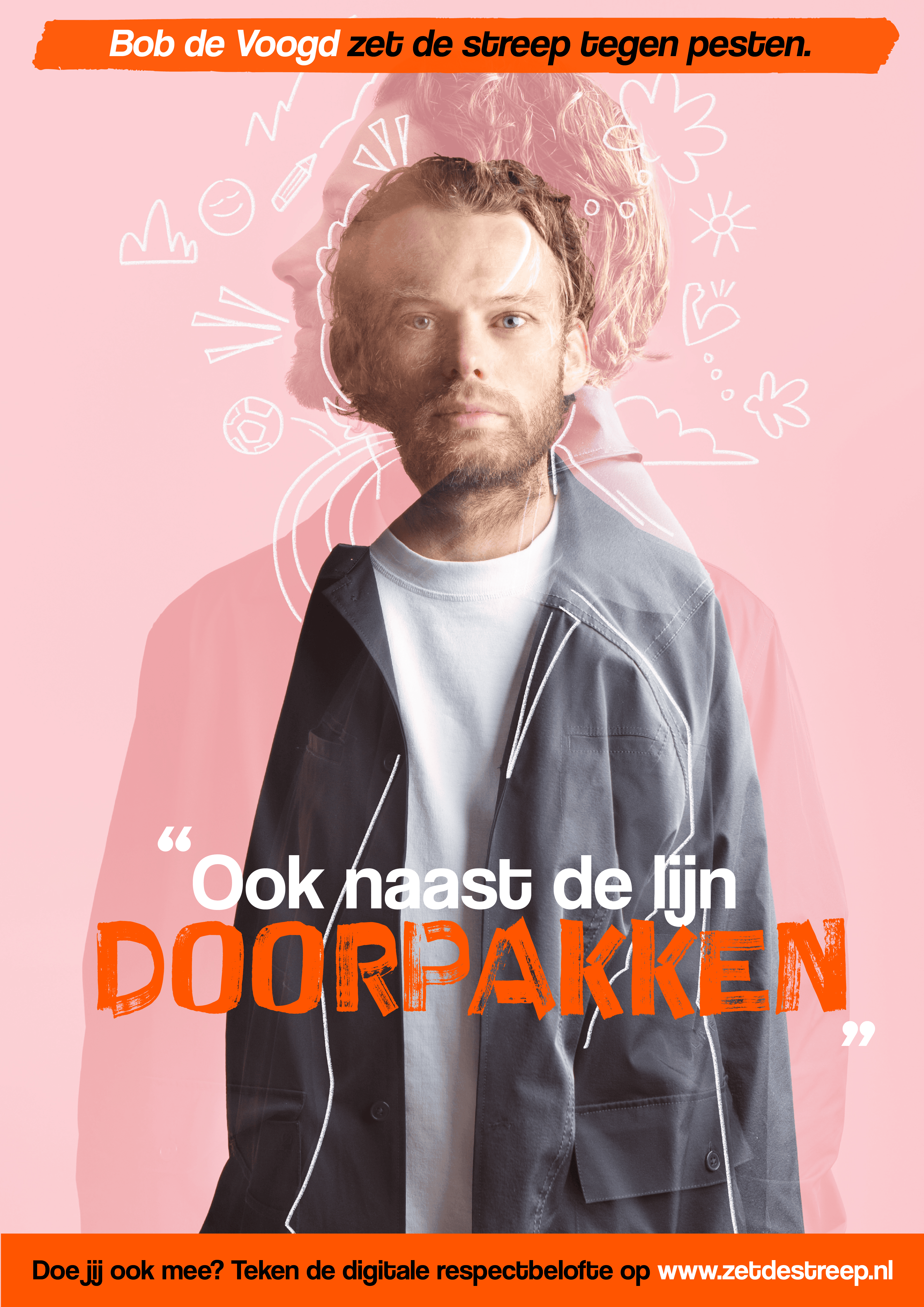 Zet de streep tegen pesten (foto Daisy Roefs, visual design Ilse van Kraaij)