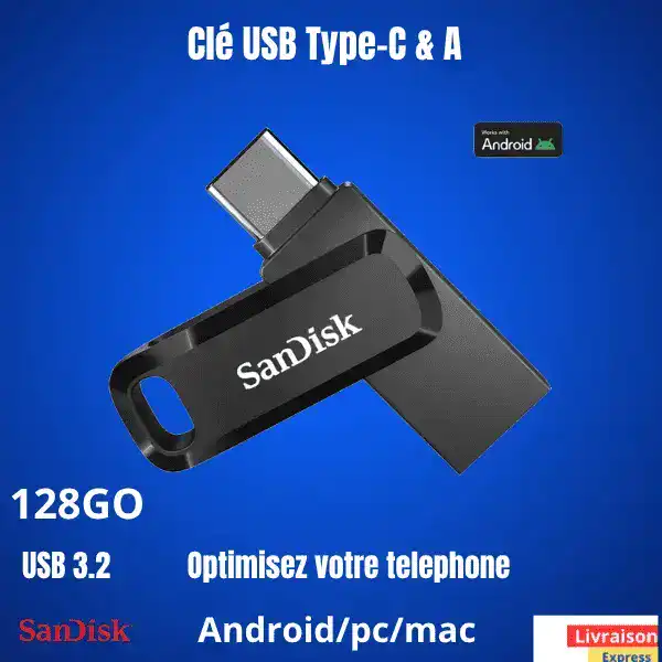 Clé double connectique USB Type-C™ 128GO Ultra Dual Drive