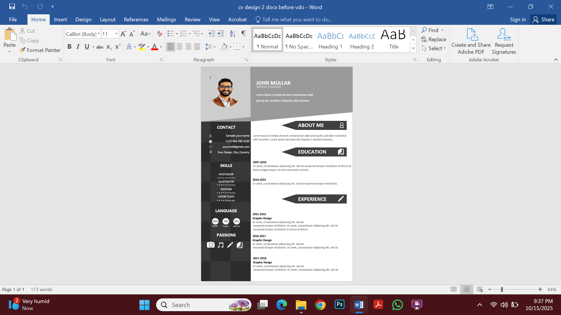 Design 2 CV Template