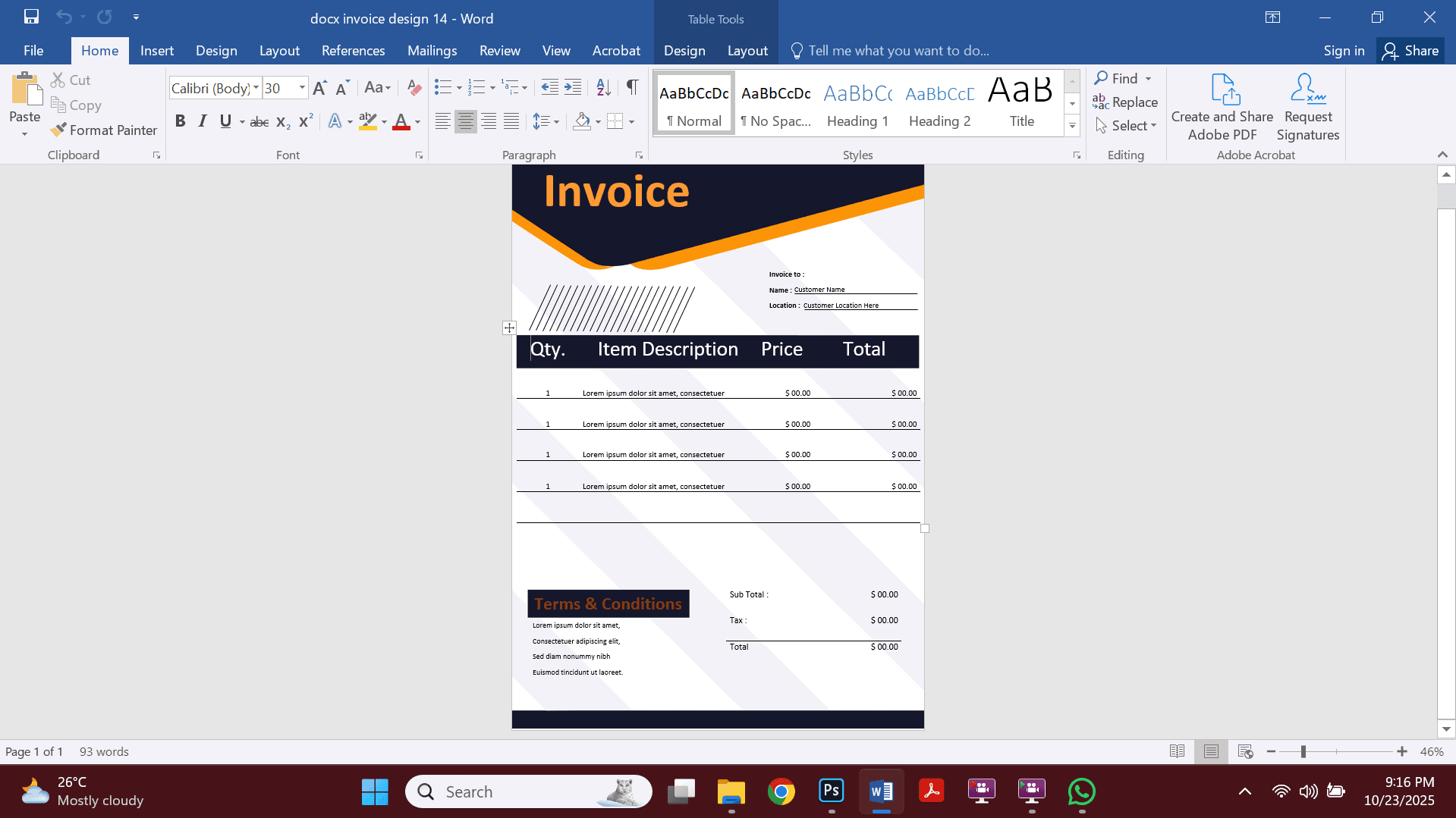 Invoice Template Design 14 Preview