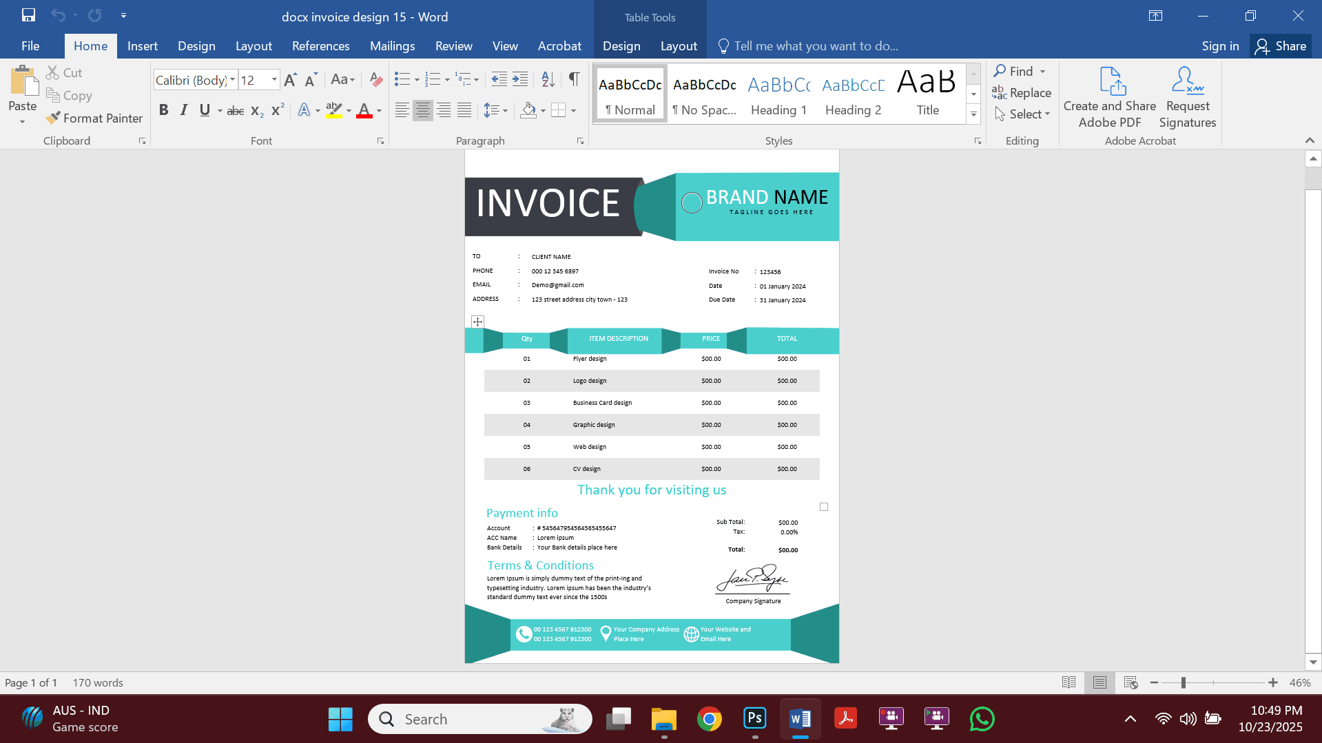 Sales Invoice Template Preview