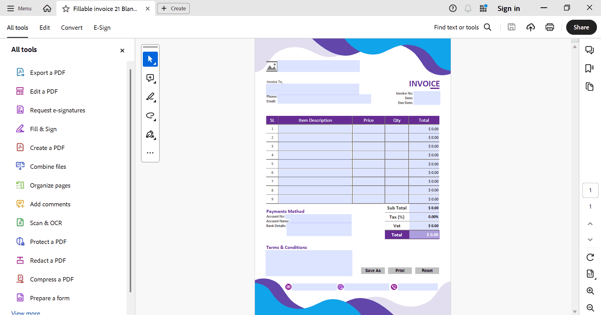 Fillable PDF Invoice Template 21 Preview