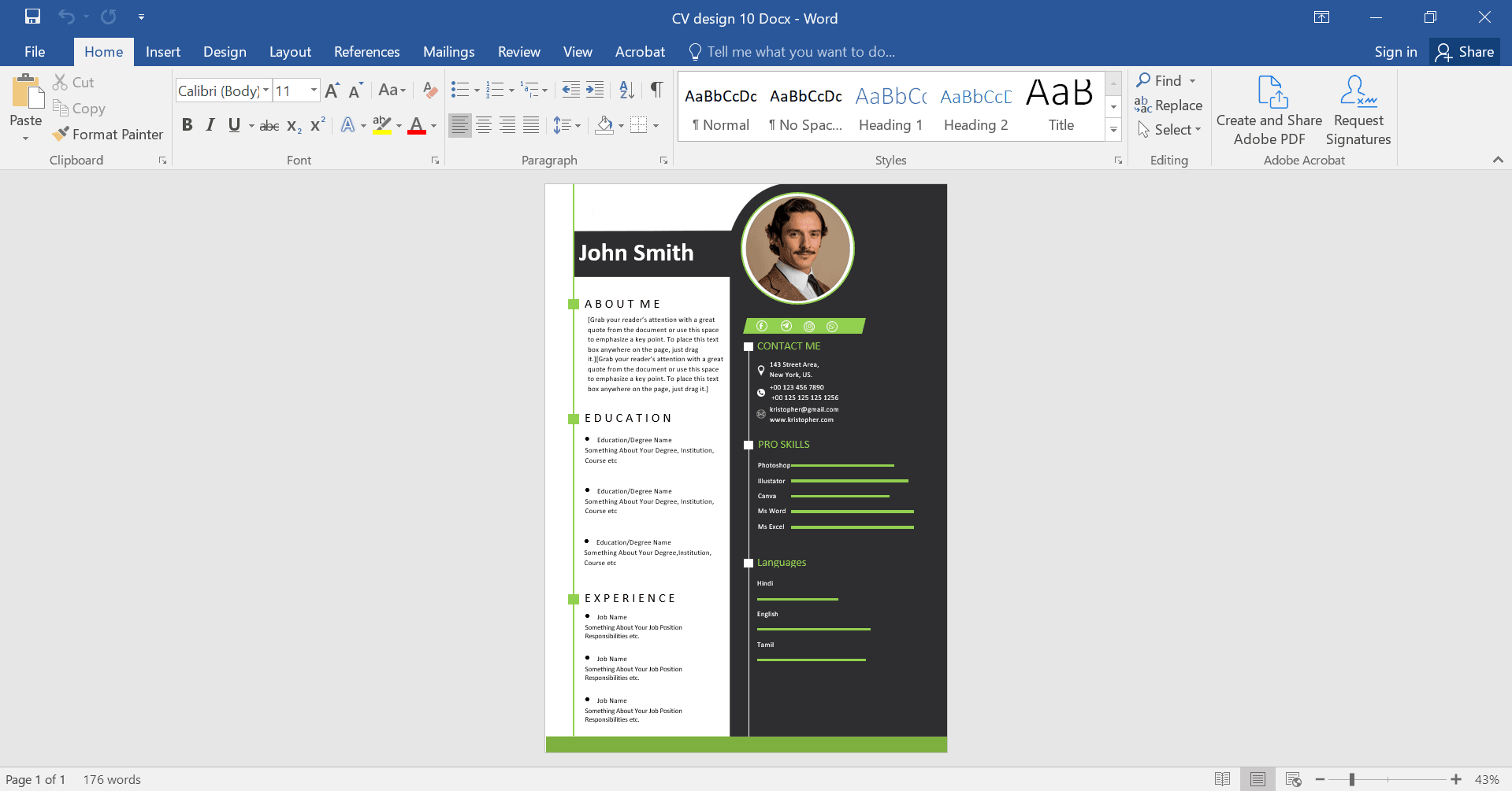 Professional MS Word CV Design 10 Preview Image