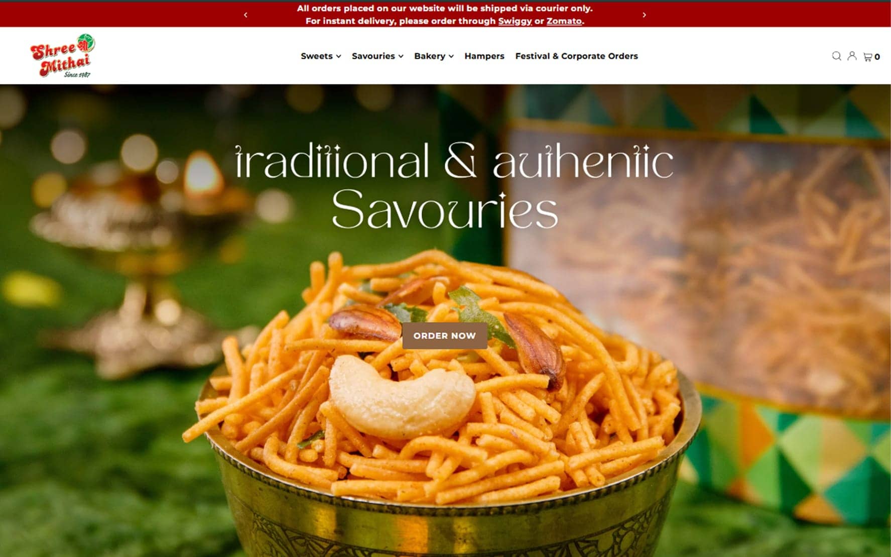 Shree Mithai website preview