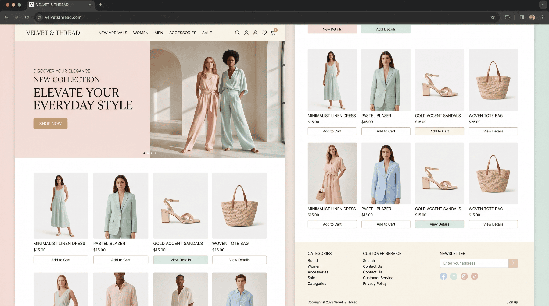 Clean custom ecommerce store design preview by 2nur