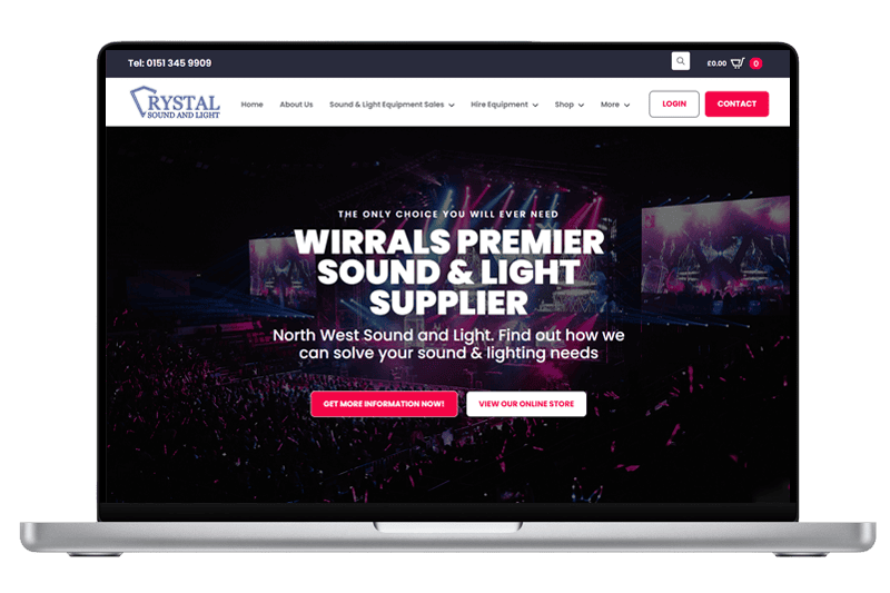Crystal Sound and Lights website screenshot