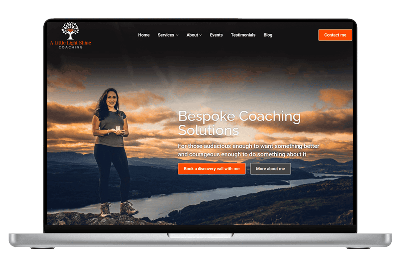 A Little Light Shine Coaching Website viewed on a laptop
