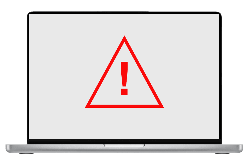 Warning symbol on a laptop