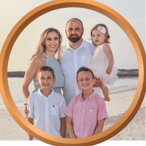Family vacation on the beach with children, perfect for 407vacations, family getaway, beachside holiday, sunset family photos, vacation memories.