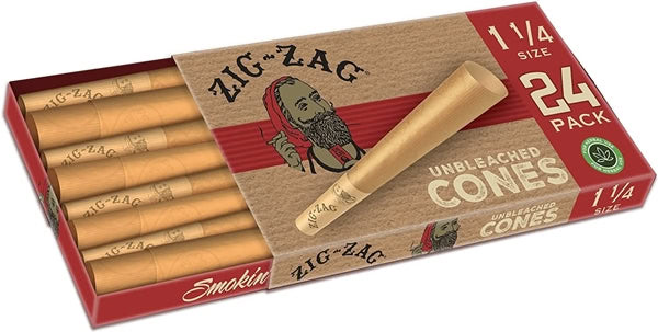 Zig Zag Pre-Rolled Unbleached Cones 1 1-4 12pk