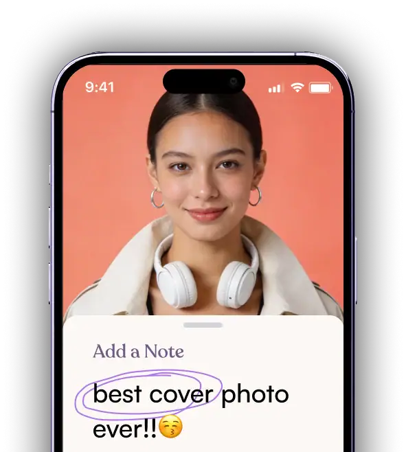iPhone showing photo with note feature