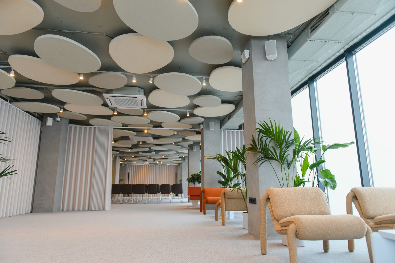 Office acoustic treatment reducing echo and improving speech clarity, Acoustics Specialty