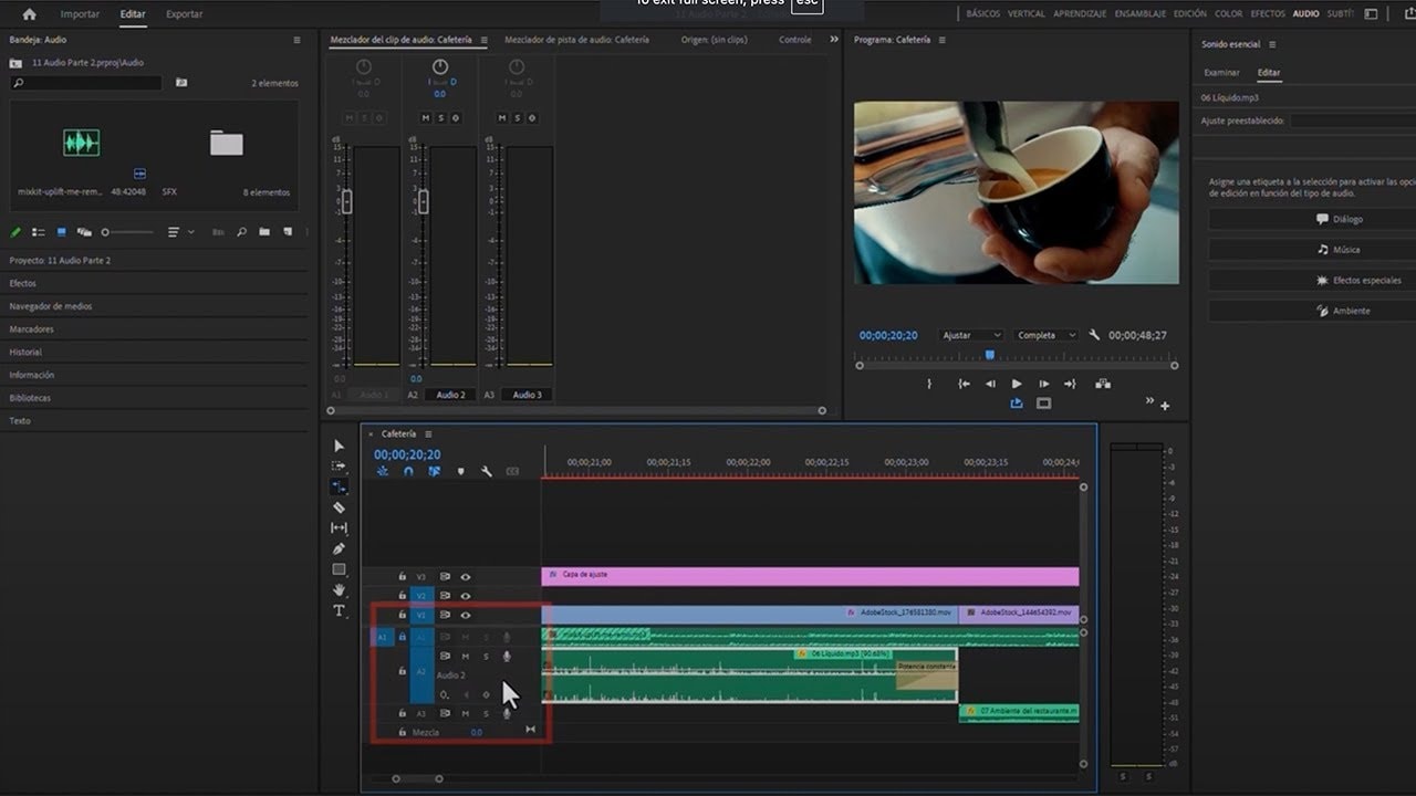 Transiciones y efectos de audio