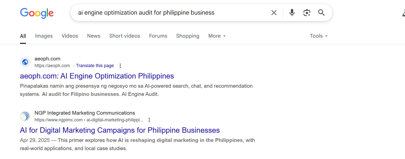 Google Top 1 Screenshot