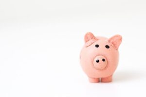 Small Pink Piggy Bank On A Plain White Background