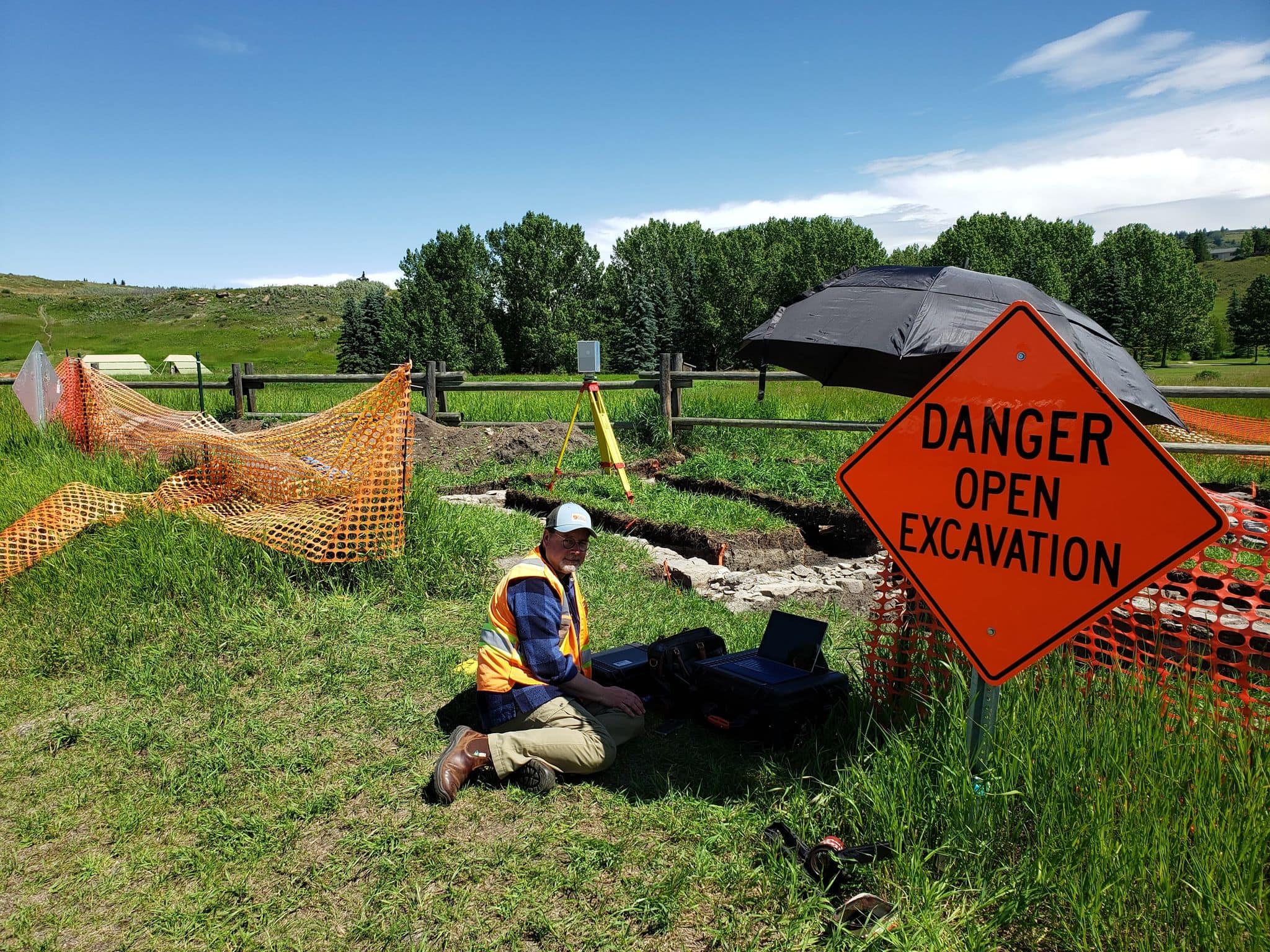 Dr Peter Dawson scanning the remains of a building at the Cochrane Ranche, July 20202.