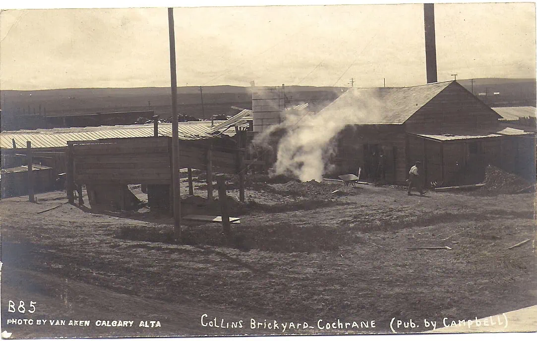 Buildings at the Collins Brickyard, Cochrane, by Van Aken,