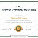 Сертификат Yeastar Certified Technician — Ялчин Мирзоев