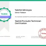 Сертификат Yealink Pro Audio Technician — Ялчин Мирзоев