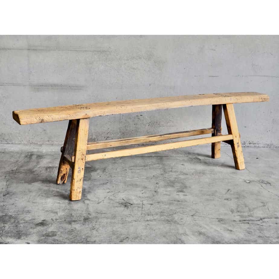 Antique elm wood bench (China, c.1870)