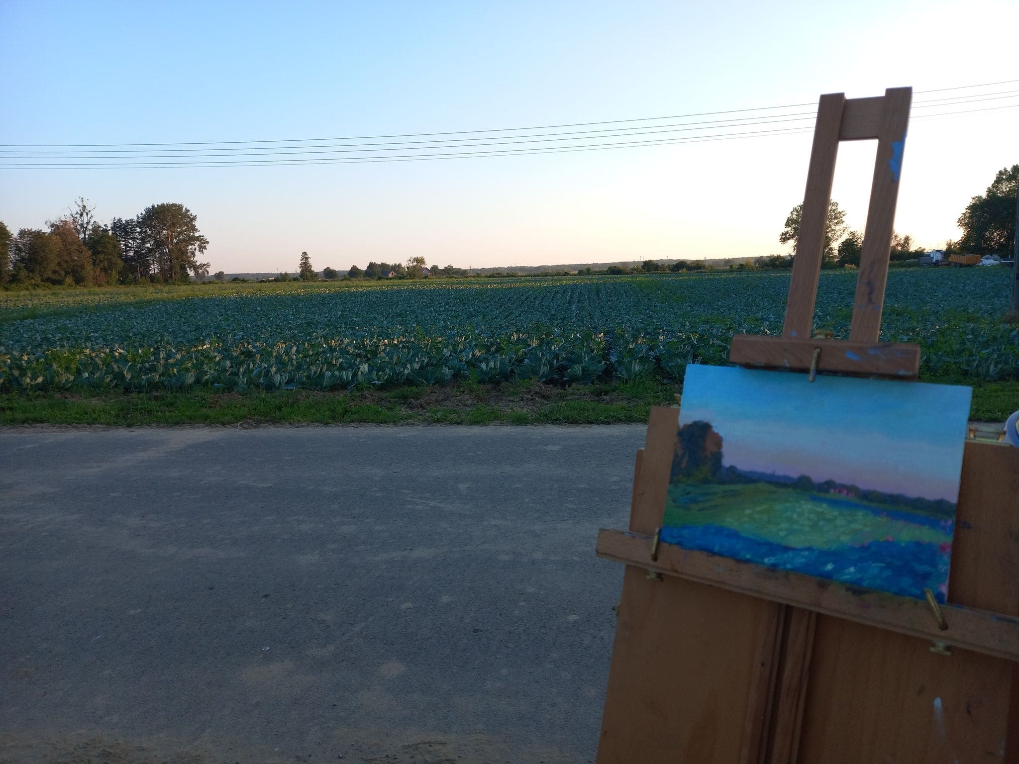 Original outdoor oil painting displayed in Andrea Bocedi art studio