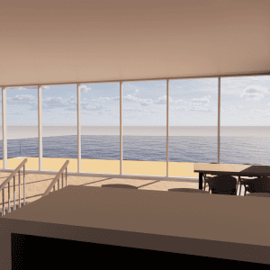 Interiør i funkis villa med åbne rum Helsingør