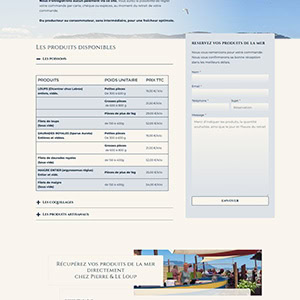 Page de commande du site pierre et le loup