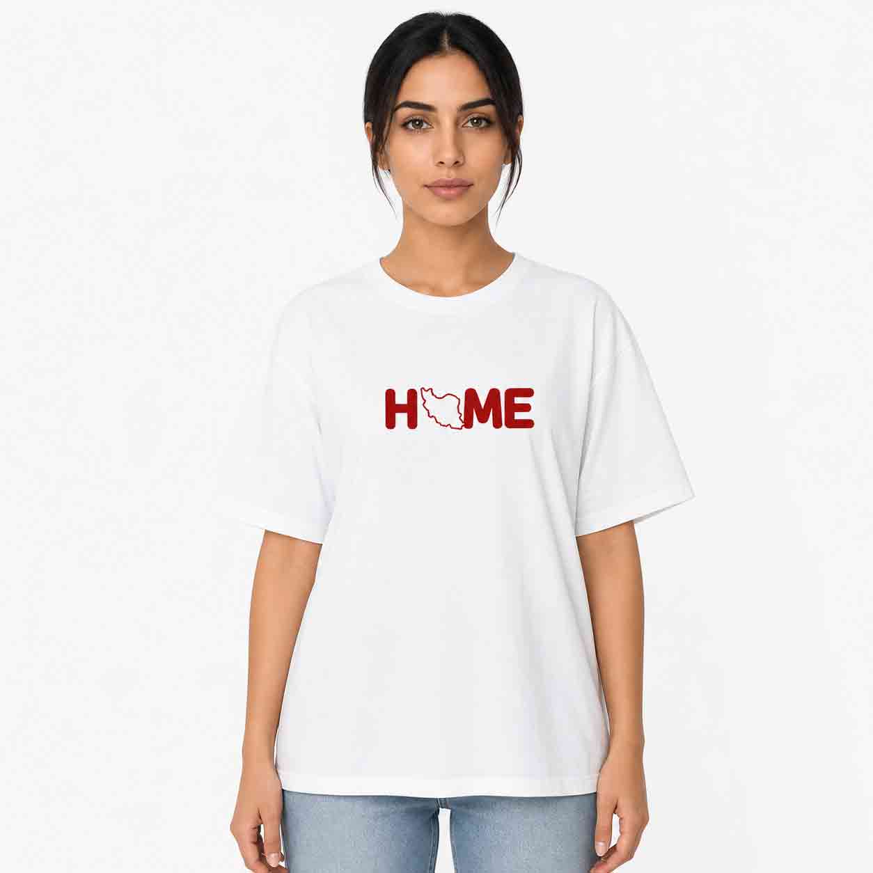 تیشرت لانگ زنانه مدل Home با نقشه ایران