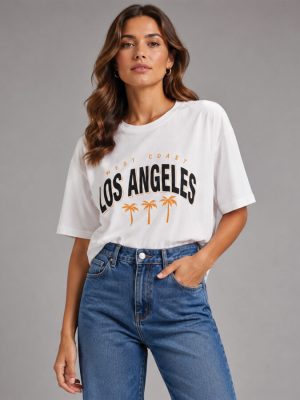 تیشرت پنبه‌ای لانگ طرح Los Angeles