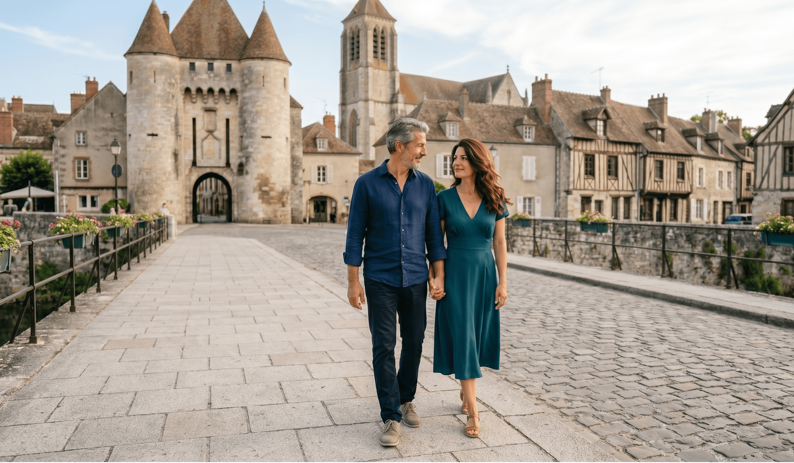 Moret-sur-Loing, la porte fortifiée et les bords du Loing