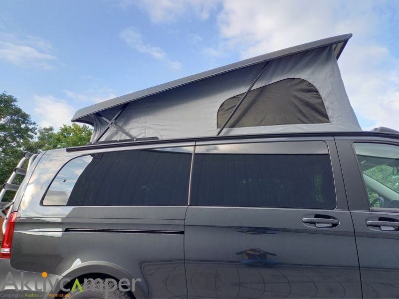 Aufstelldach Vito extra lang Reimo easyfit Aufstelldach narüsten Aktivcamper geschlossen weiß Stufe allrad