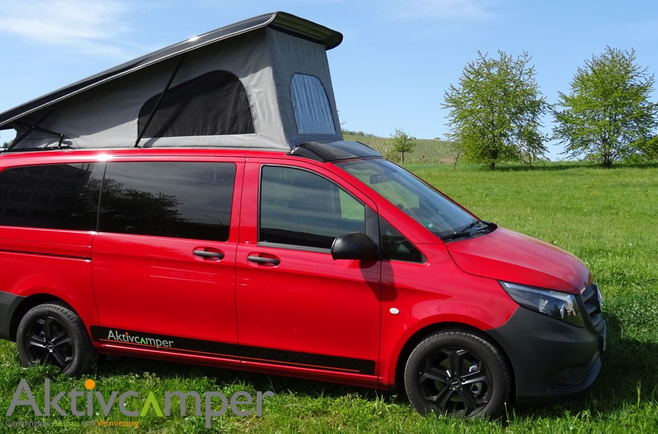 Reimo Easyfit Vito V-Klasse Mercedes Aufstelldach Schlafdach offen rot schwarz