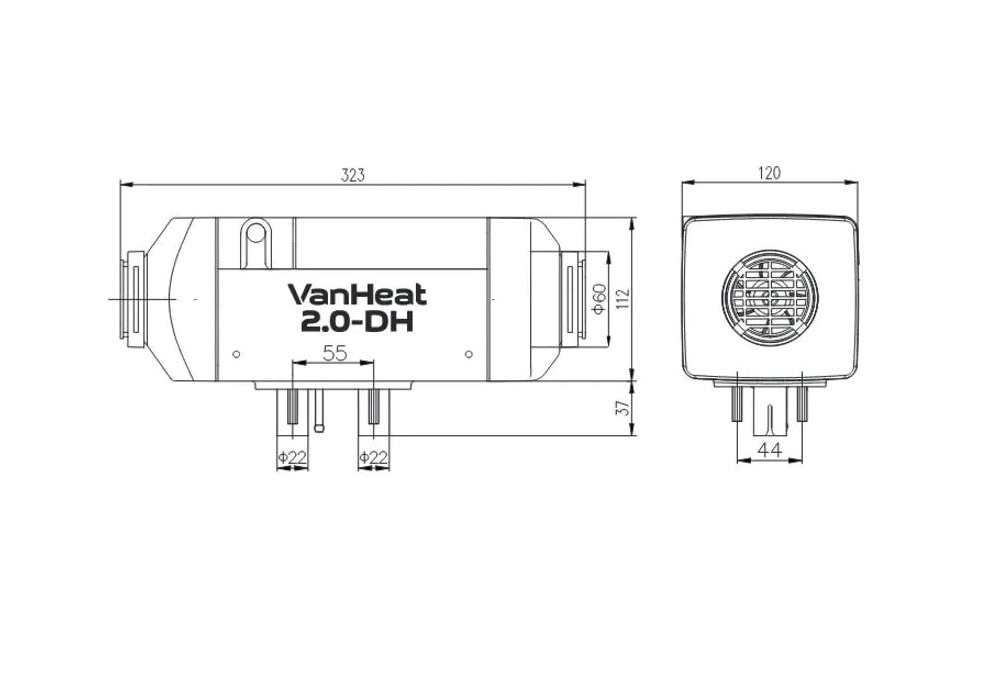 Autoterm air 2D Standheizung VW T5 T6 Vito V-Klasse Maße