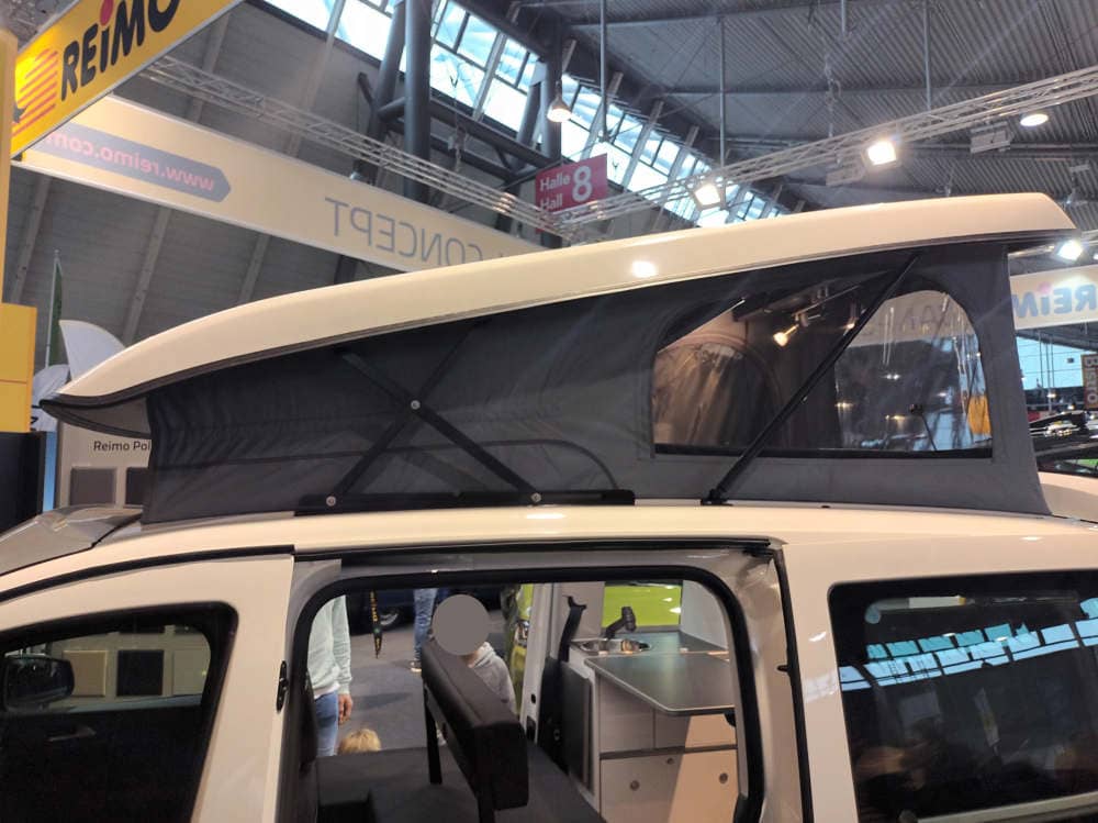 Caddy Aufstelldach nachrüsten weiß offen seitlich