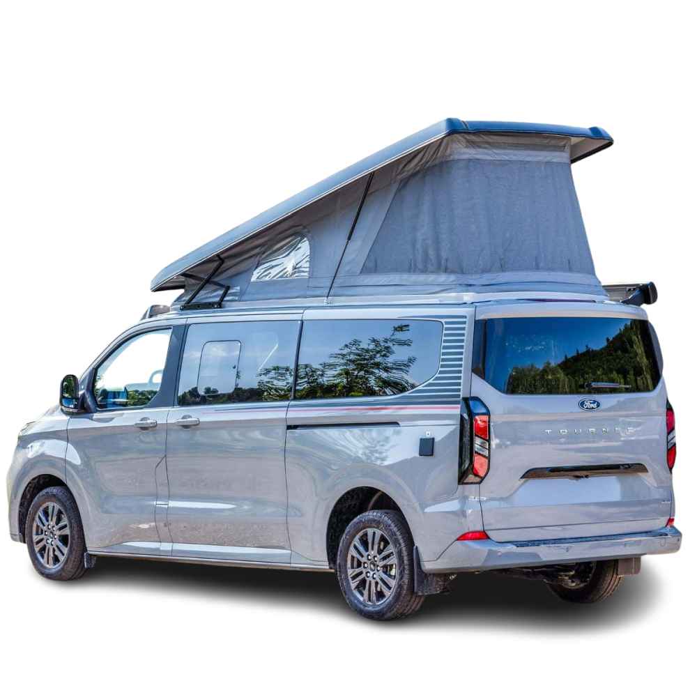 SCA 327 Aufstelldach Ford Transit Custom langer Radstand hinten hoch VW New Transporter Caravelle Seitenansicht