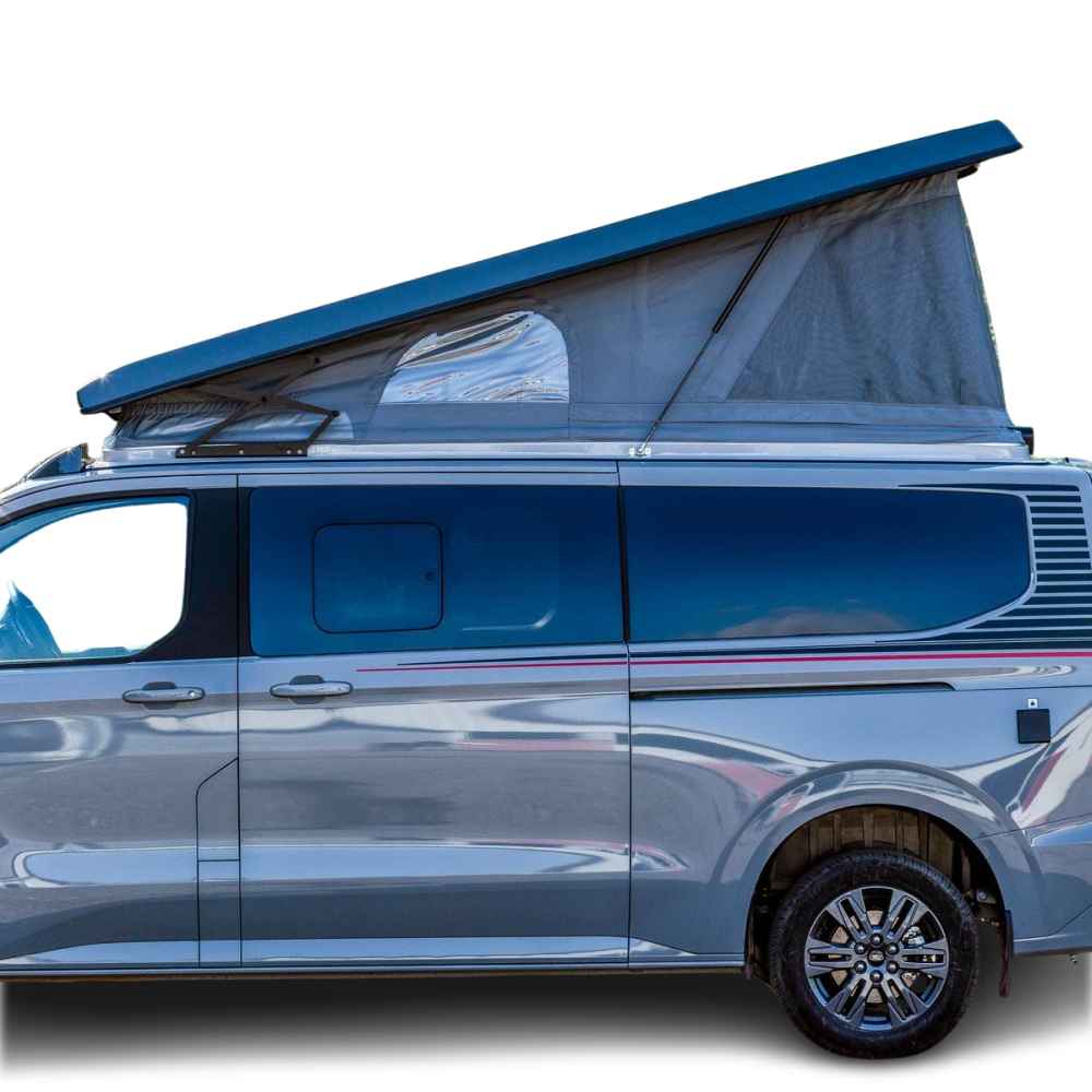 SCA 327 Aufstelldach Ford Transit Custom langer Radstand hinten hoch VW New Transporter Caravelle Seitenansicht 2
