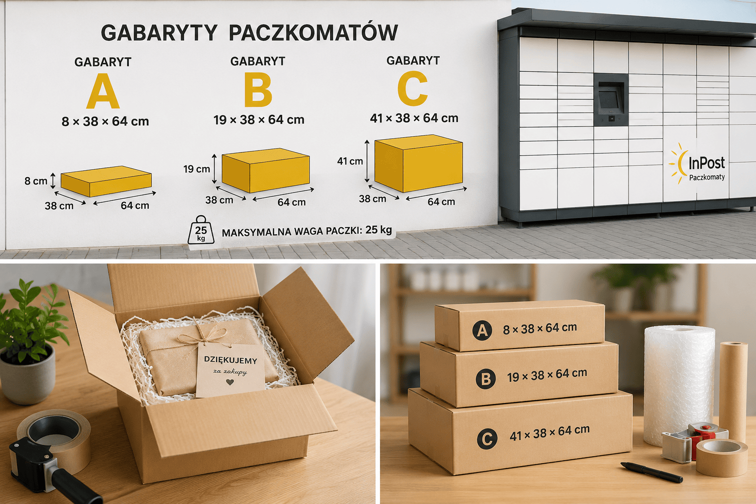 Kartony do paczkomatu w gabarytach A B i C