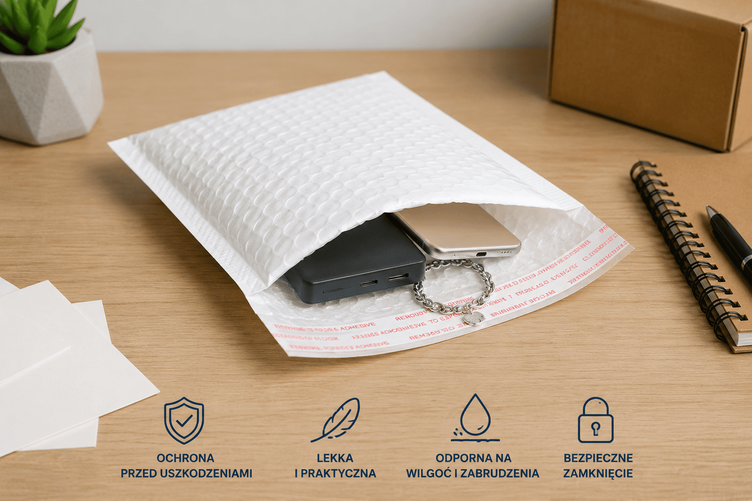Koperta bąbelkowa do bezpiecznej wysyłki małych produktów