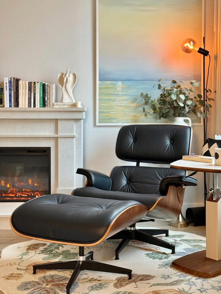 Mid-Century Style Recliner with Ottoman