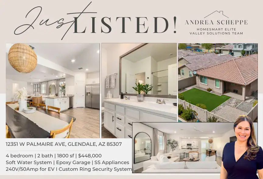 Custom Just Listed postcard Andrea Scheppe Phoenix seller marketing
