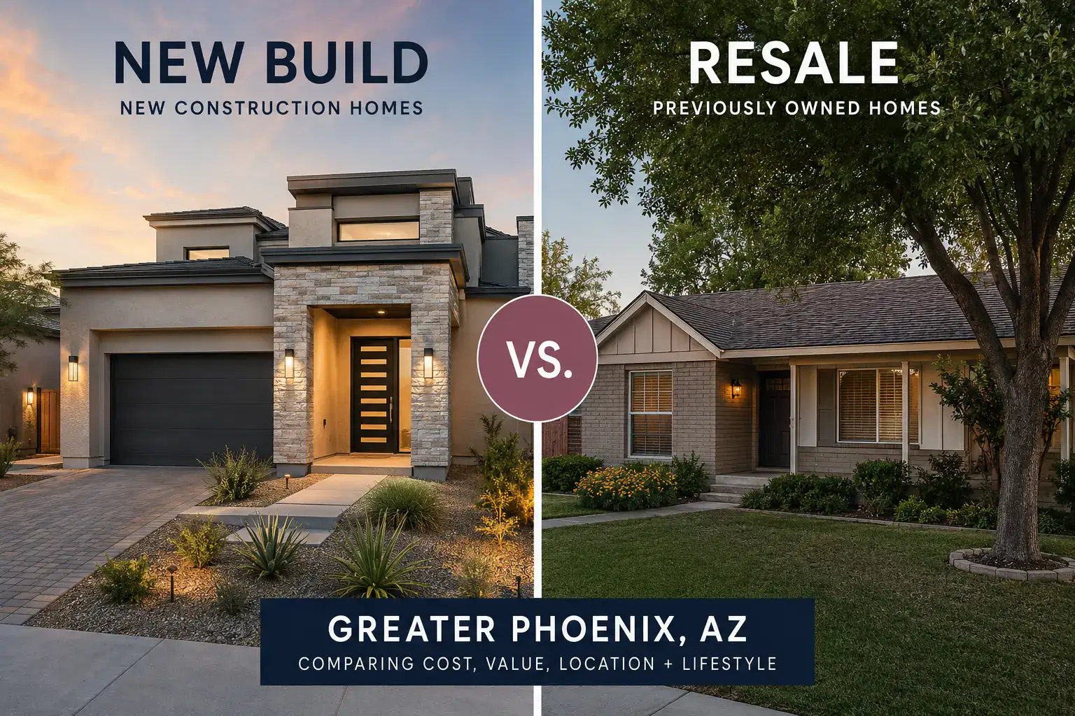 New construction home and resale home comparison in Greater Phoenix Arizona.