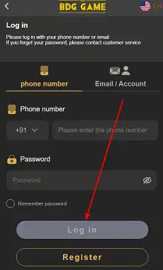 tap the login button