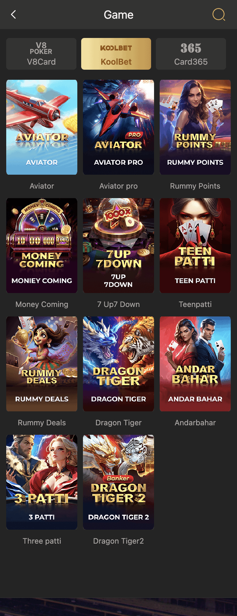 BDG Win Andar Bahar screenshot from the BDG Win app